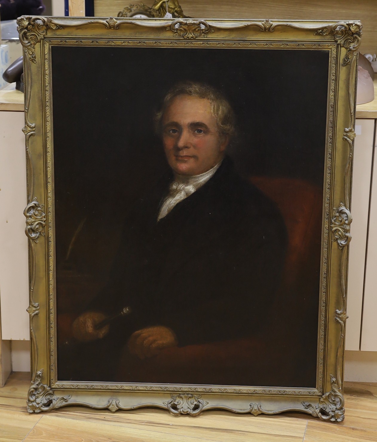Hugh Patterson, oil on canvas, Half length portrait of Joseph Hamley, Mayor of Bodmin Town, Cornwall, 90 x 70cm